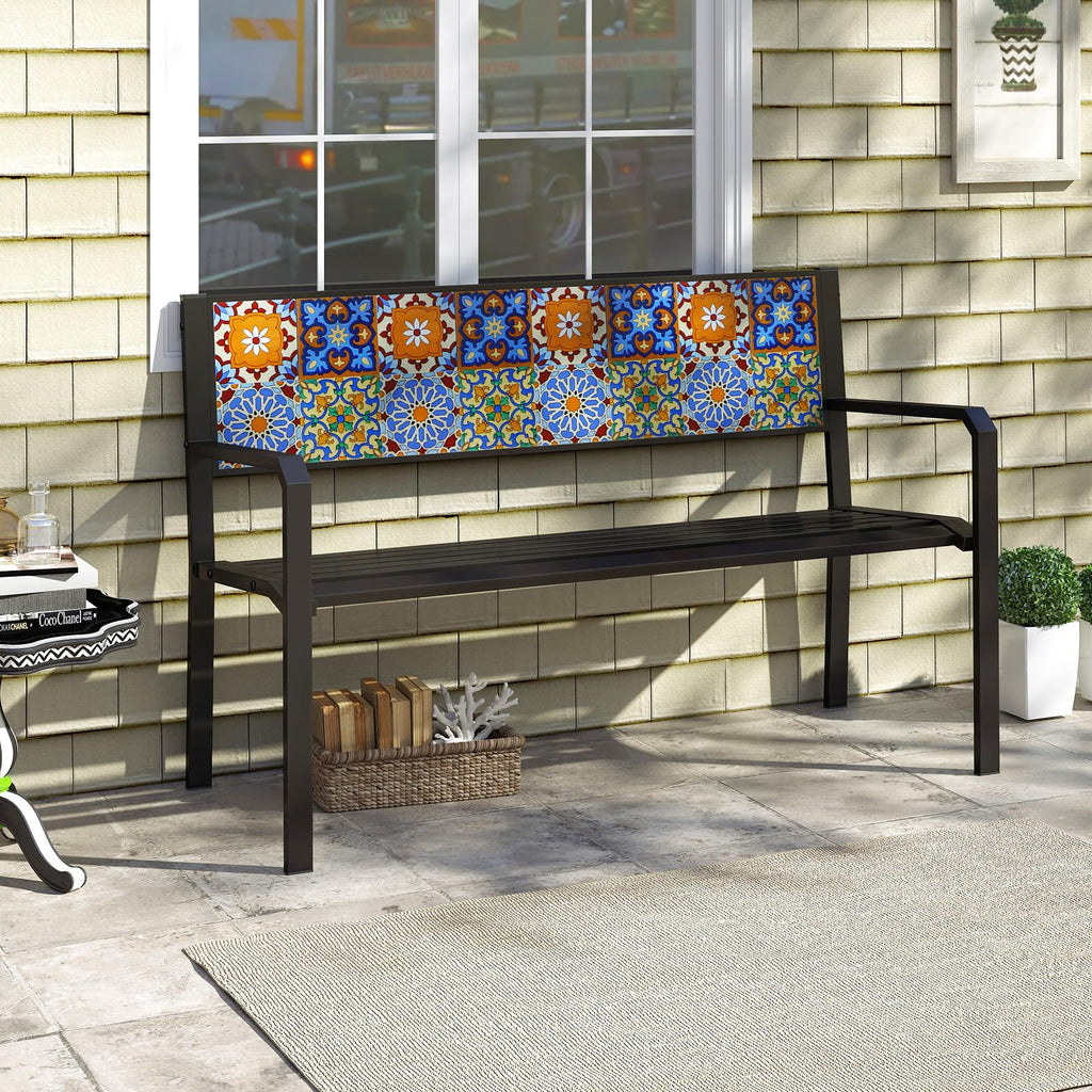 Tangkula 50" Metal Patio Park Bench