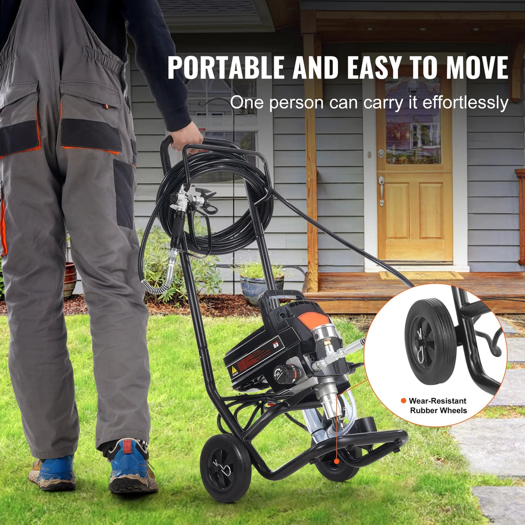 KFFKFF Stand Airless Paint Sprayer 950W 3000PSI Electric Paint Sprayer with Cart