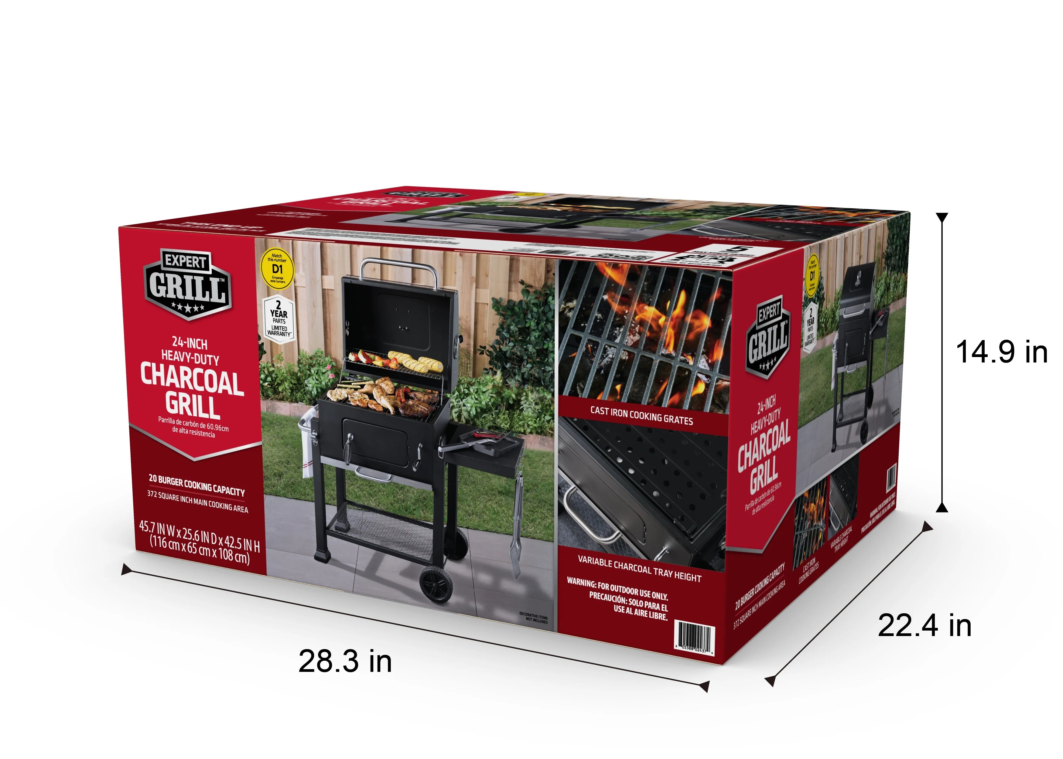 Expert Grill Heavy Duty 24 - Inch Charcoal Grill, Black