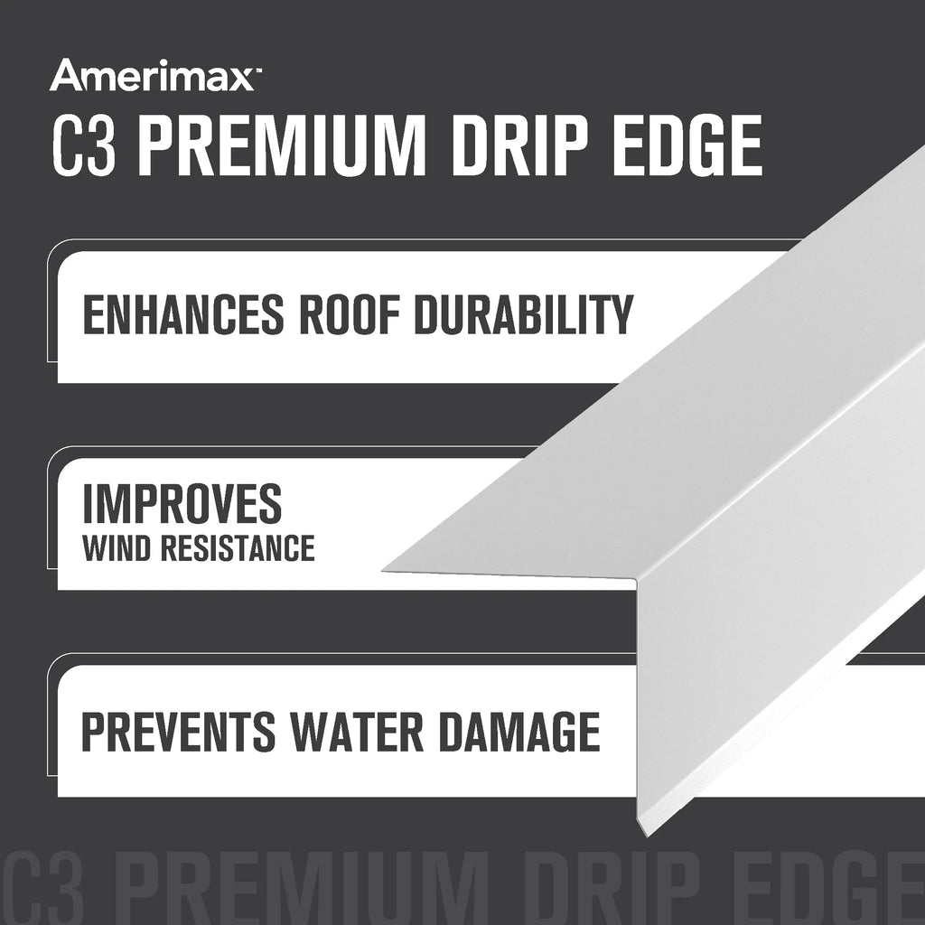 Amerimax C3 White Galvanized Steel Drip Edge Flashing, 28 Gauge, 1.5 in. x 1.5 in. x 10 ft.