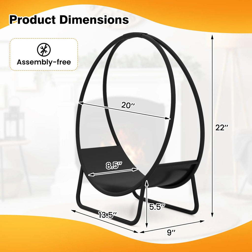 Tangkula 20" Round Heavy-duty Metal Curved Log Rack with U shaped Stand
