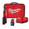 M12 12V Lithium-Ion Cordless 3/8 in. Ratchet Kit with One 1.5 Ah Battery. Charger and Tool Bag-Instock
