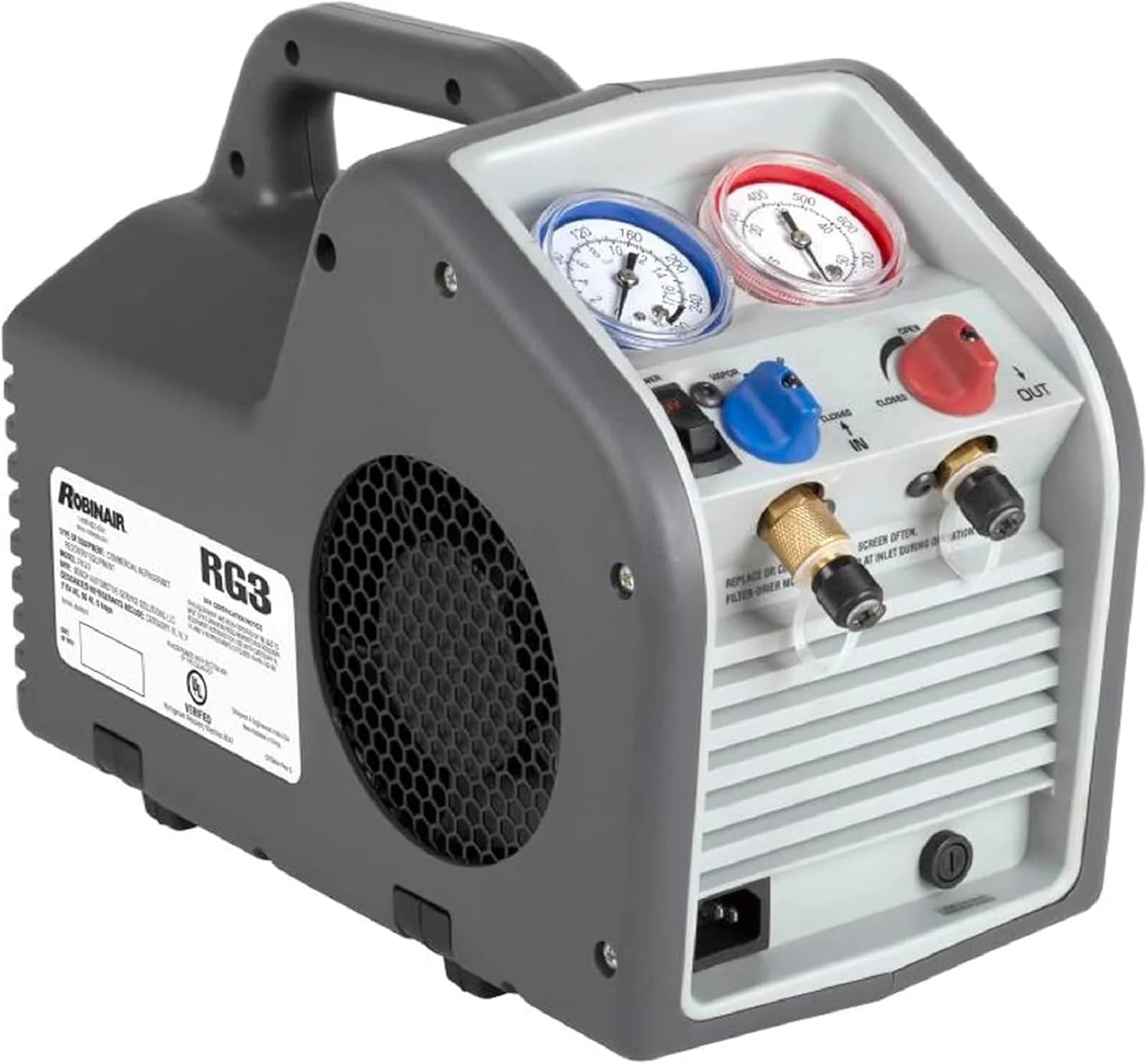 (Portable Refrigerant Recovery Machine C 115V, 60Hz, for Both Liquid and Vapor Refrigerant, White-Robinair