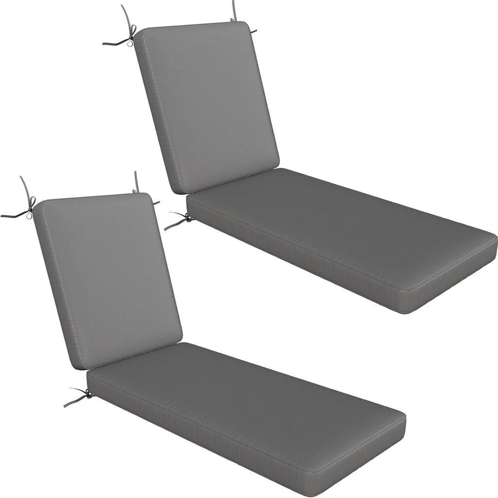 AECOJOY Chaise Lounge Cushions Outdoor Set of 2, 72x21x4 Inch Lounge Chair Cushion, Fade Resistant Patio Sun Lounger Replacement
