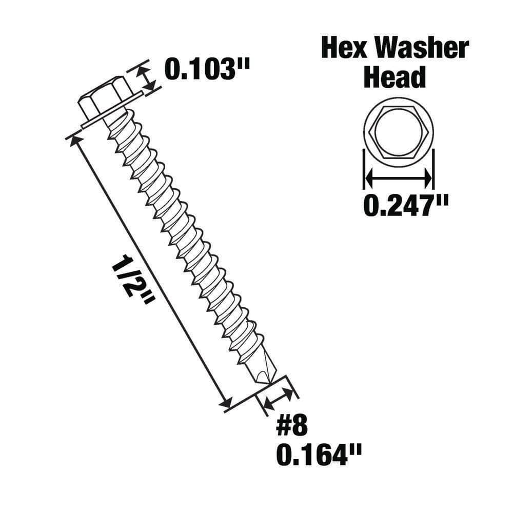 #8 x 1/2 in. Galvanized Hex Head Self-Drilling Screws – Tahoe Blue (100-Pack Bag)