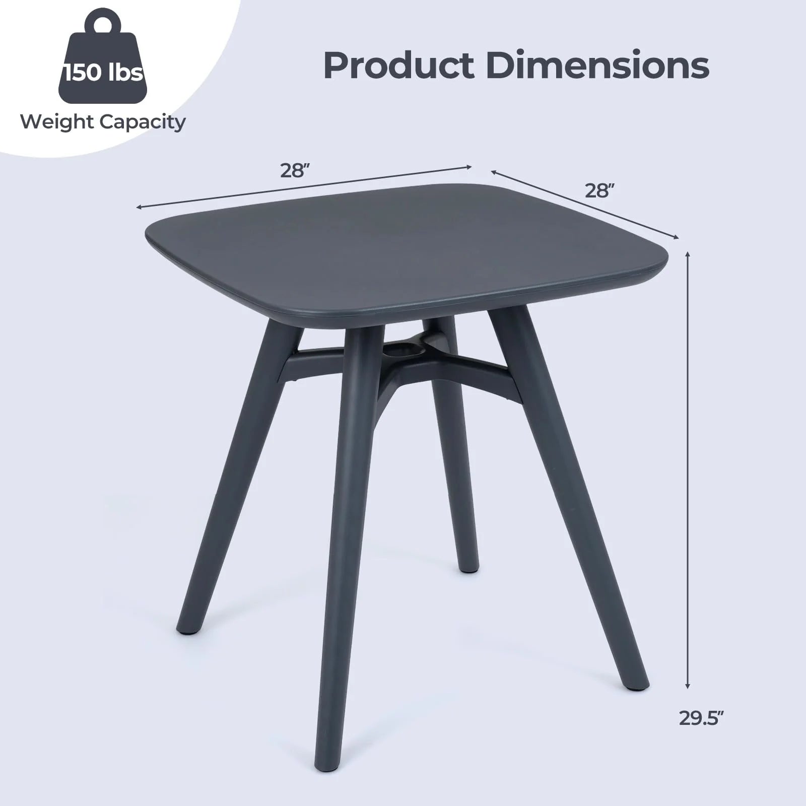 Tangkula 28" Square Outdoor Dining Table Small Compact Outside Furniture
