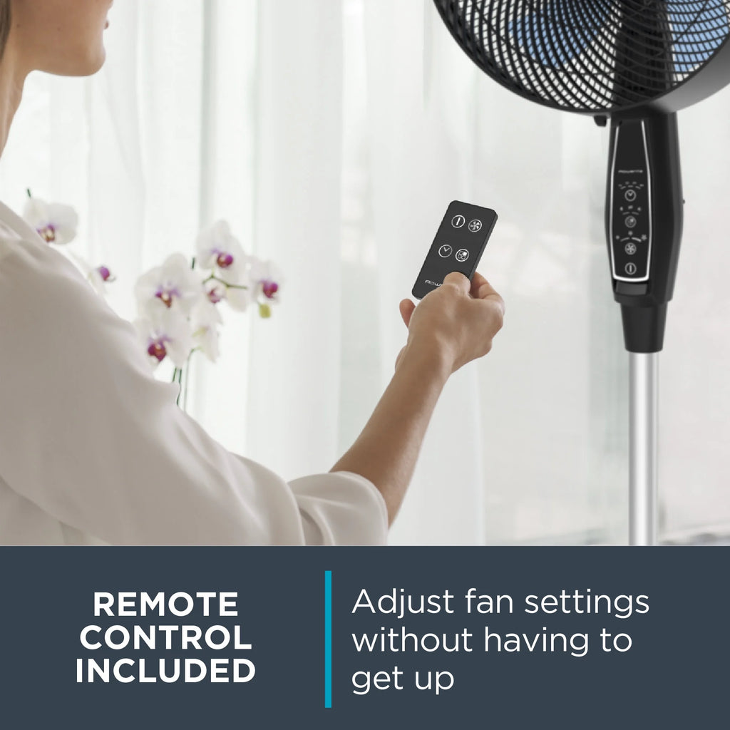 Rowenta Turbo Silence Standing Floor Fan with Remote, 53 in, Portable, 5 Speeds, VU5670