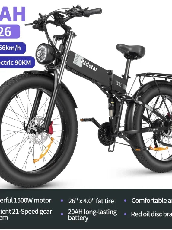 Eletric Bike for Adults 750W Motor 48V 20Ah Removable Battery 26?? Fat Tire Folding E-Bike Shimano 21-Speed MTB Cycling UL2849