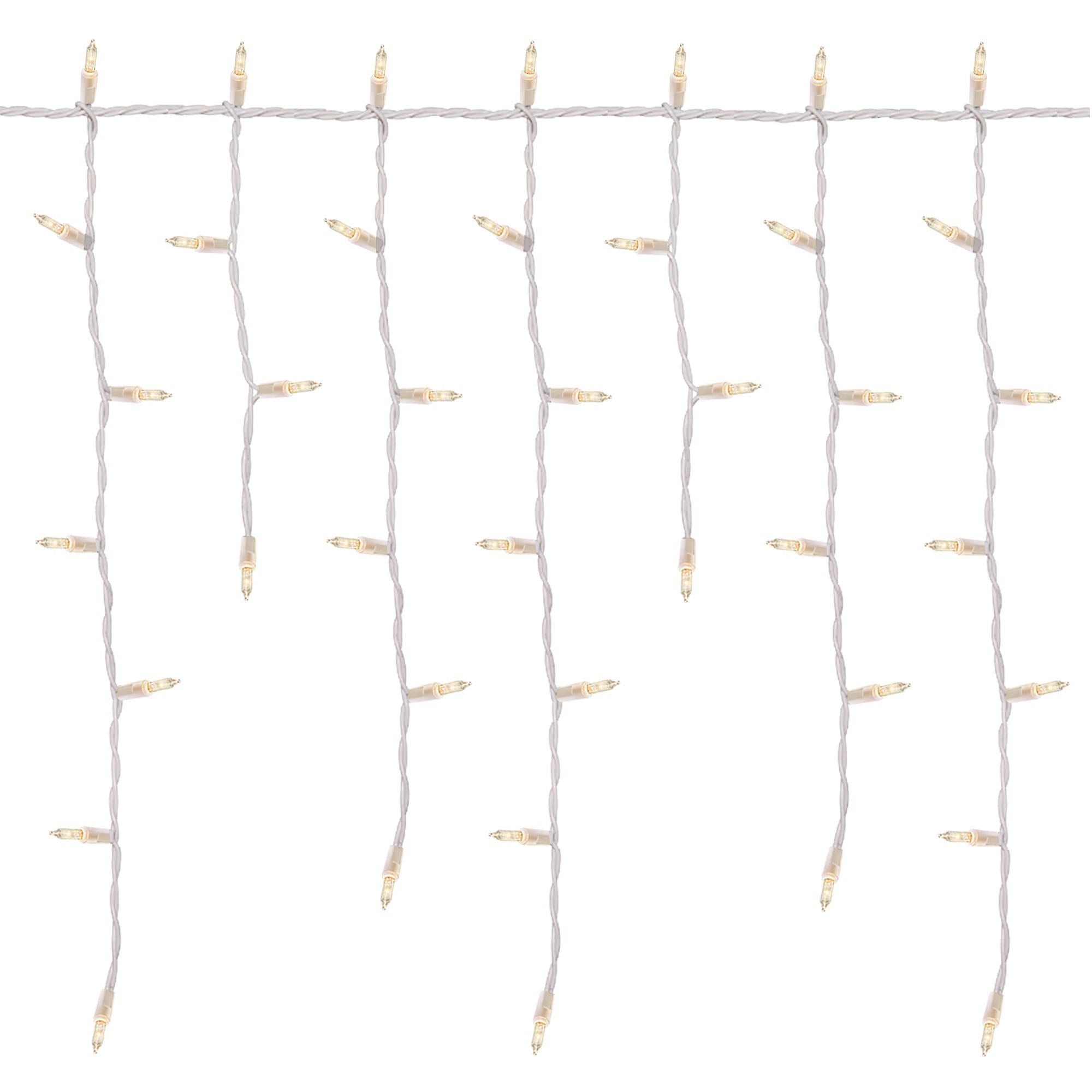 Holiday Time Clear Icicle Christmas Lights with Wire - White - 19 ft
