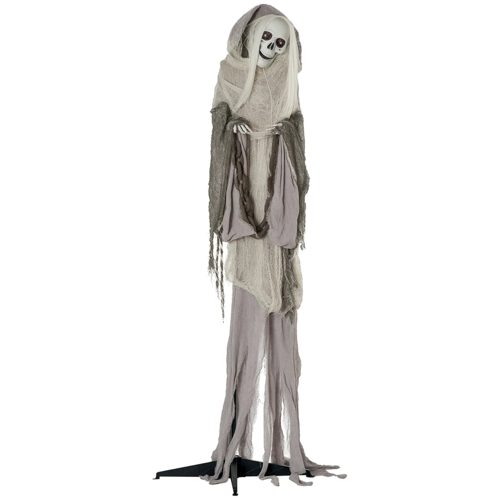 AECOJOY Outdoor Halloween Decorations Skeleton Witch, Sound and Motion Activated Decor