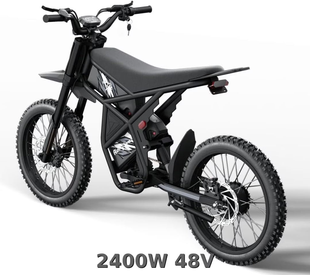 2000W Electric Dirt Bike for Adults Ridingtimes GT73 UL2849, Brushless Hub Motor, 18.2ah*2 Electric Bike with 25" Tires Digital Screen Carbon Steel, Black