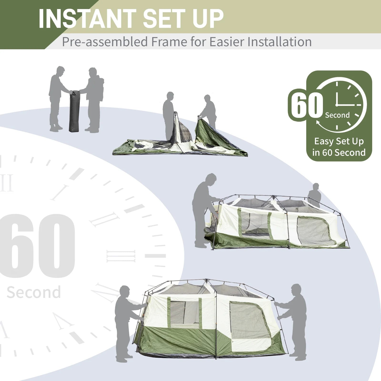 Zimtown 10 Person Tent Large Multi Room Tent for Family Camping Cabin Huge Tent with Carry Bag