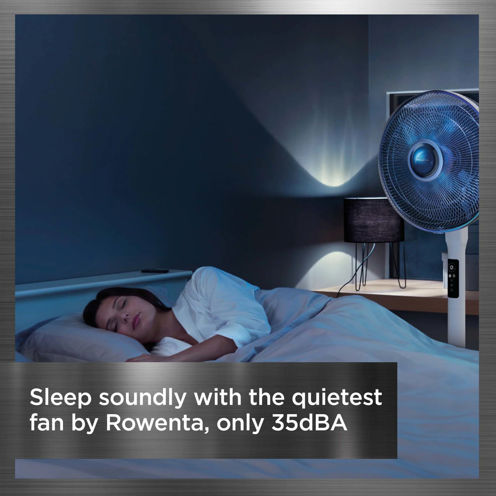 Rowenta Turbo Silence Standing Floor Fan with Remote, 53 in, Portable, 5 Speeds, VU5670