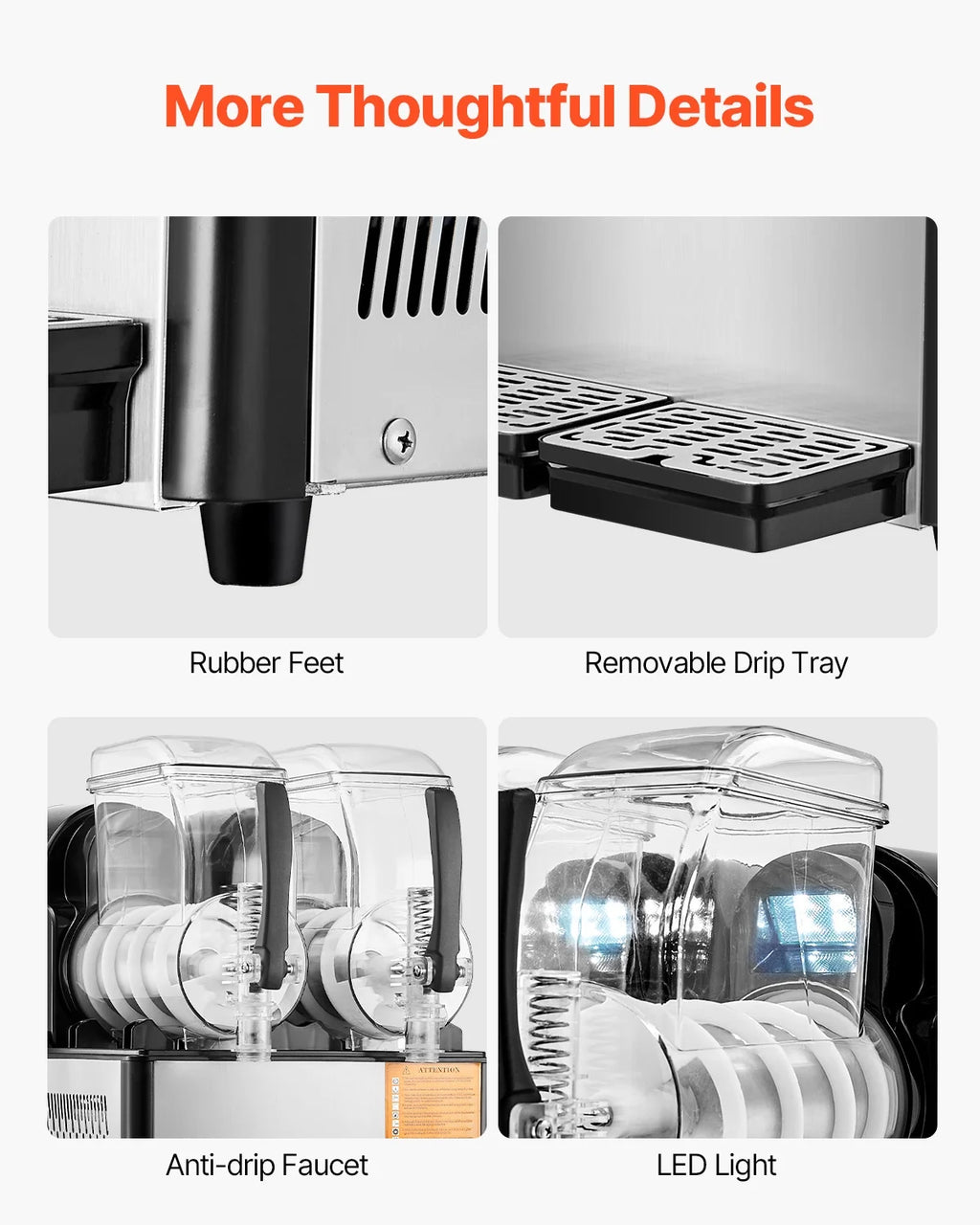 KFFKFF Commercial Slushy Machine, 4 L*2 Tank Slushie Machine, Frozen Drink Machine with Temperature Preservation, Slushy Maker Machine