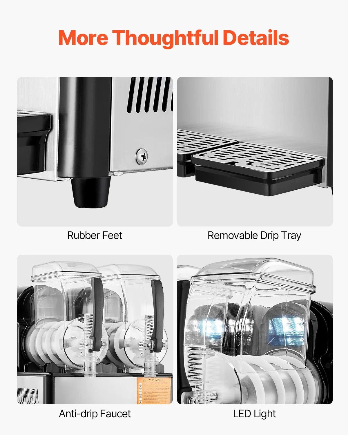 KFFKFF Commercial Slushy Machine, 4 L*2 Tank Slushie Machine, Frozen Drink Machine with Temperature Preservation, Slushy Maker Machine