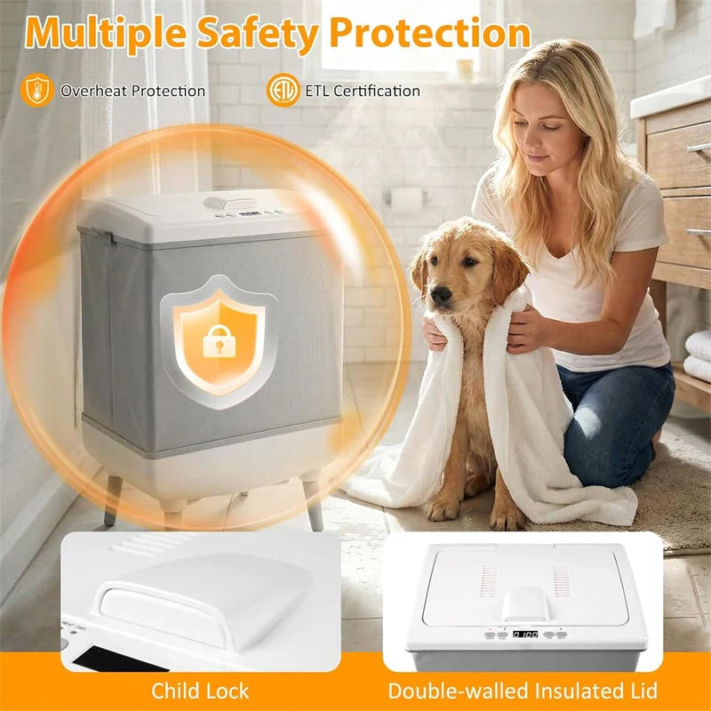 35L Large Towel Warmer Bucket for Bathroom, Foldable Blanket Warmer with Heat/Dry Modes, 24H Timer, Child Lock, Fits 3 Oversized 45"x70" Towels