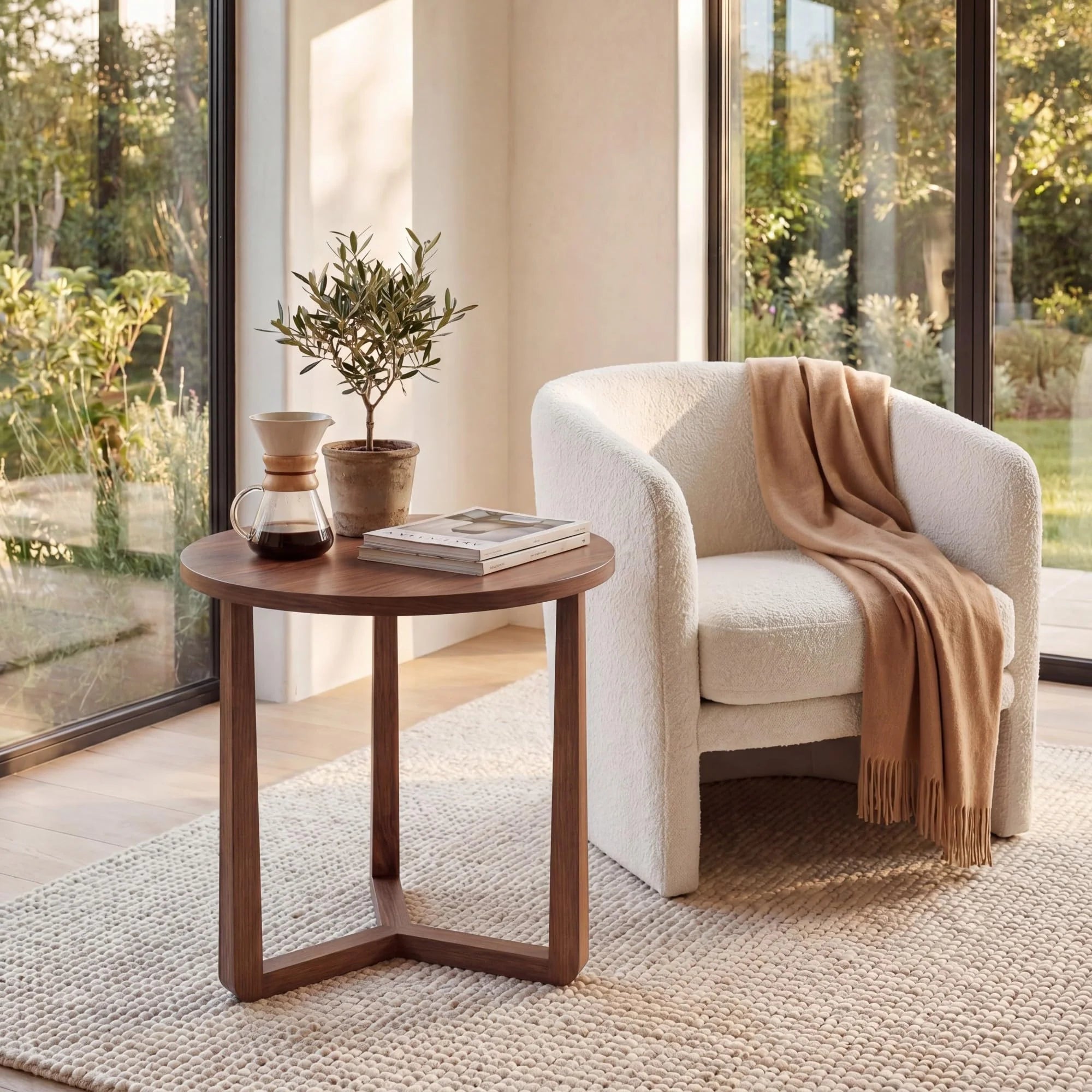 Tangkula Farmhouse Side Table | 22.5" Round End Table with Solid Rubber Wood Legs (1/2)