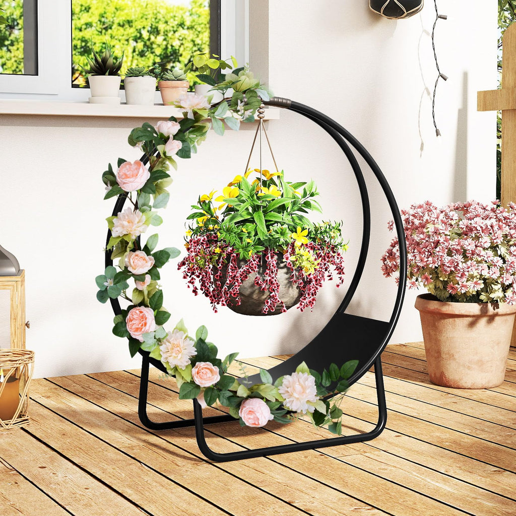 Tangkula 20" Round Heavy-duty Metal Curved Log Rack with U shaped Stand