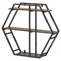 Tangkula Hexagon Wall Shelf with 4 S-Shaped Hooks & Heavy Duty Metal Frame