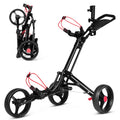 Costway Foldable 3 Wheel Steel Golf Pull Push Cart Trolley Club W/ Umbrella Holder