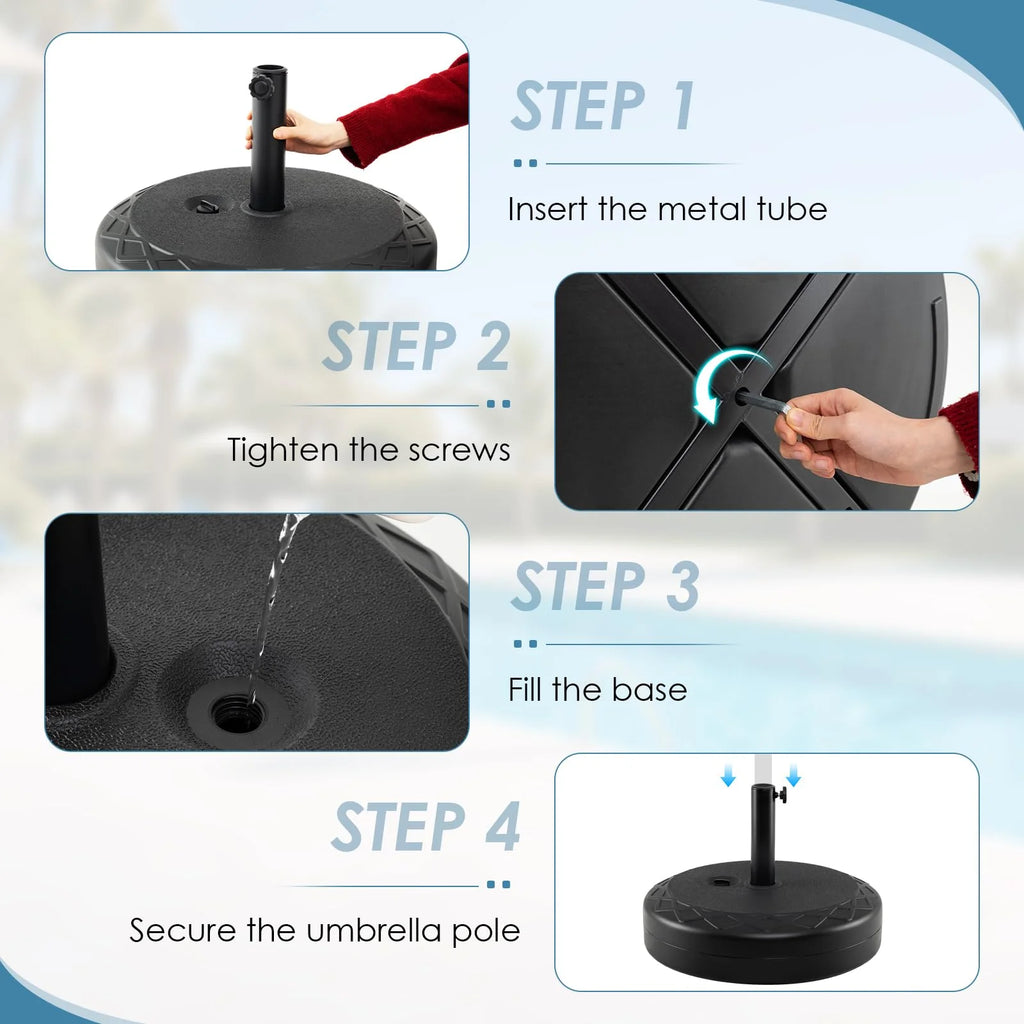 Tangkula 114 lbs Umbrella Base with Handle for 1.5"-1.9" Poles