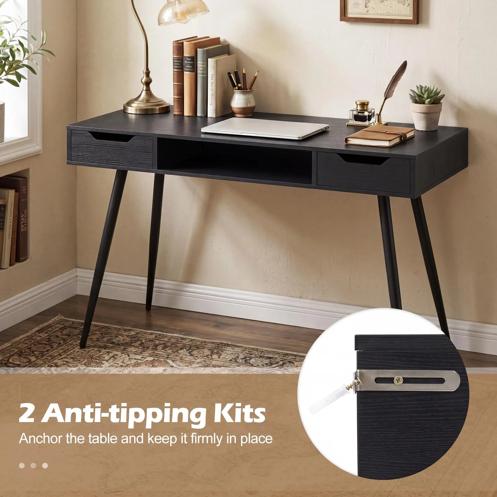 Tangkula Mid Century Modern Computer Desk for Home Office & Compact Spaces