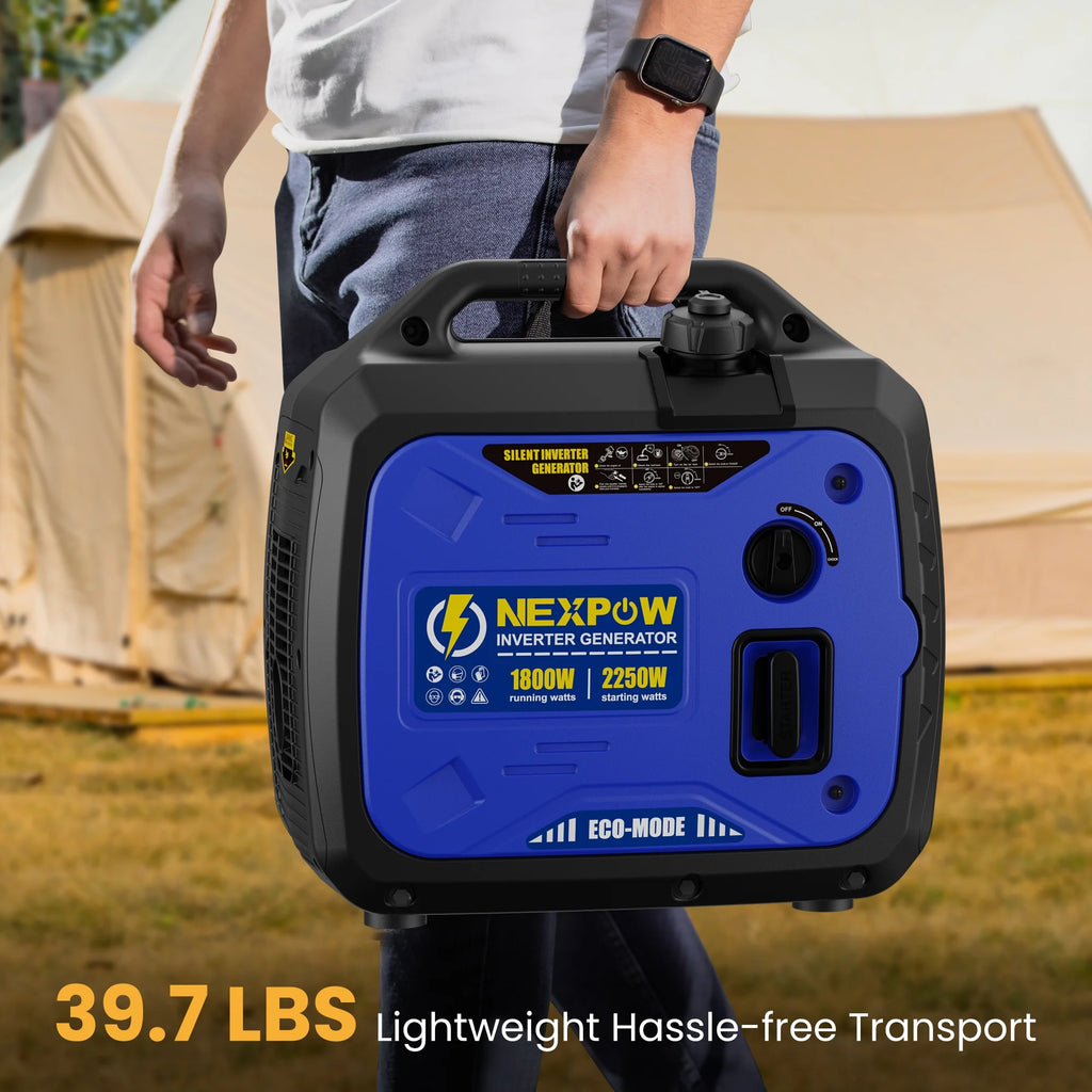 NEXPOW 2250W Portable Inverter Generator, Gasoline Power Quiet Lightweight for Backup Home & Camping, Eco - Mode Feature, Parallel Capability, EPA Compliant