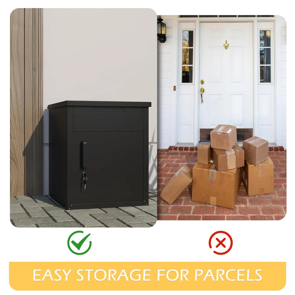 AECOJOY Small Lockable Package Drop Box for Outside, Black