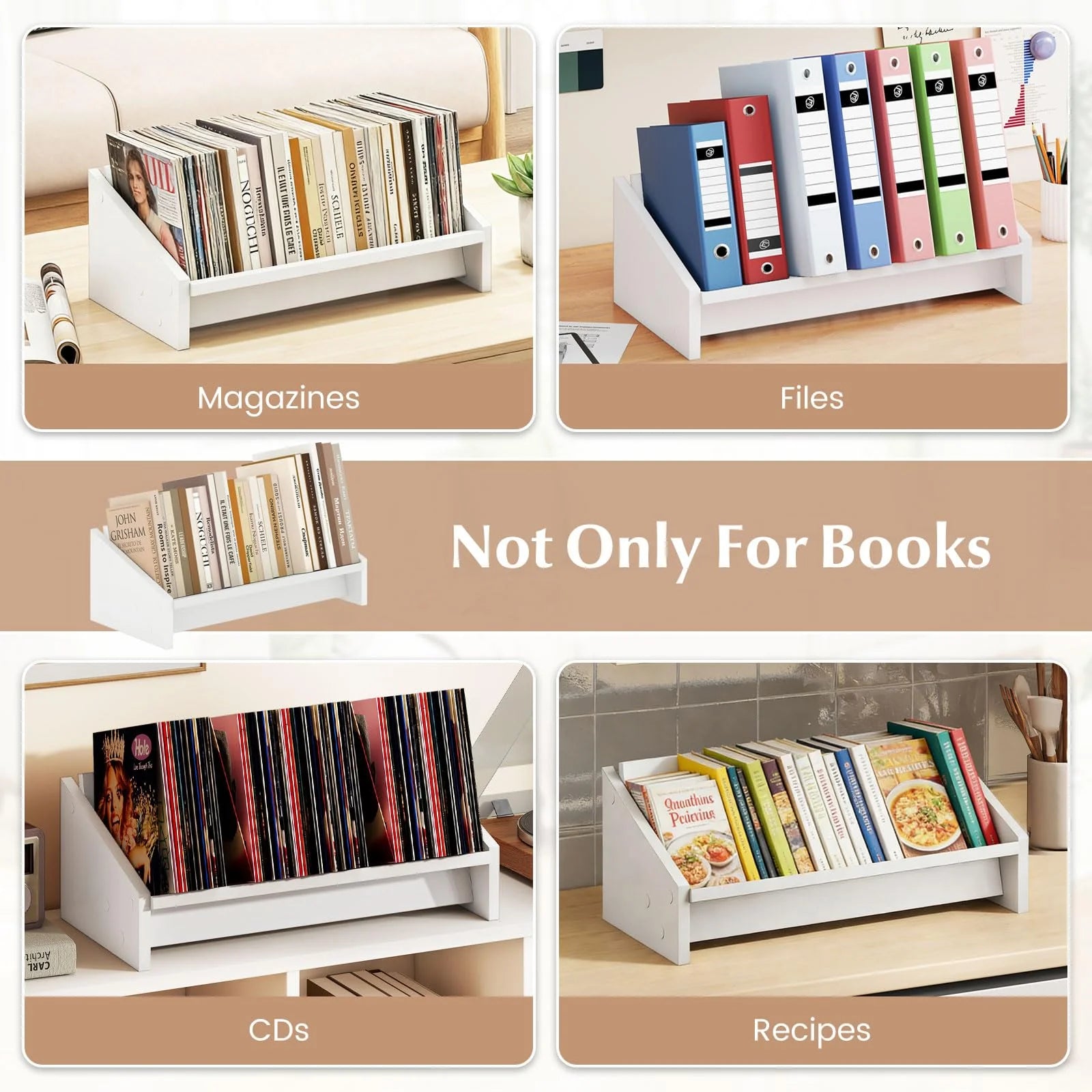 Tangkula Wooden Desktop Bookshelf | Tilting Bookcase Organizer for Magazines