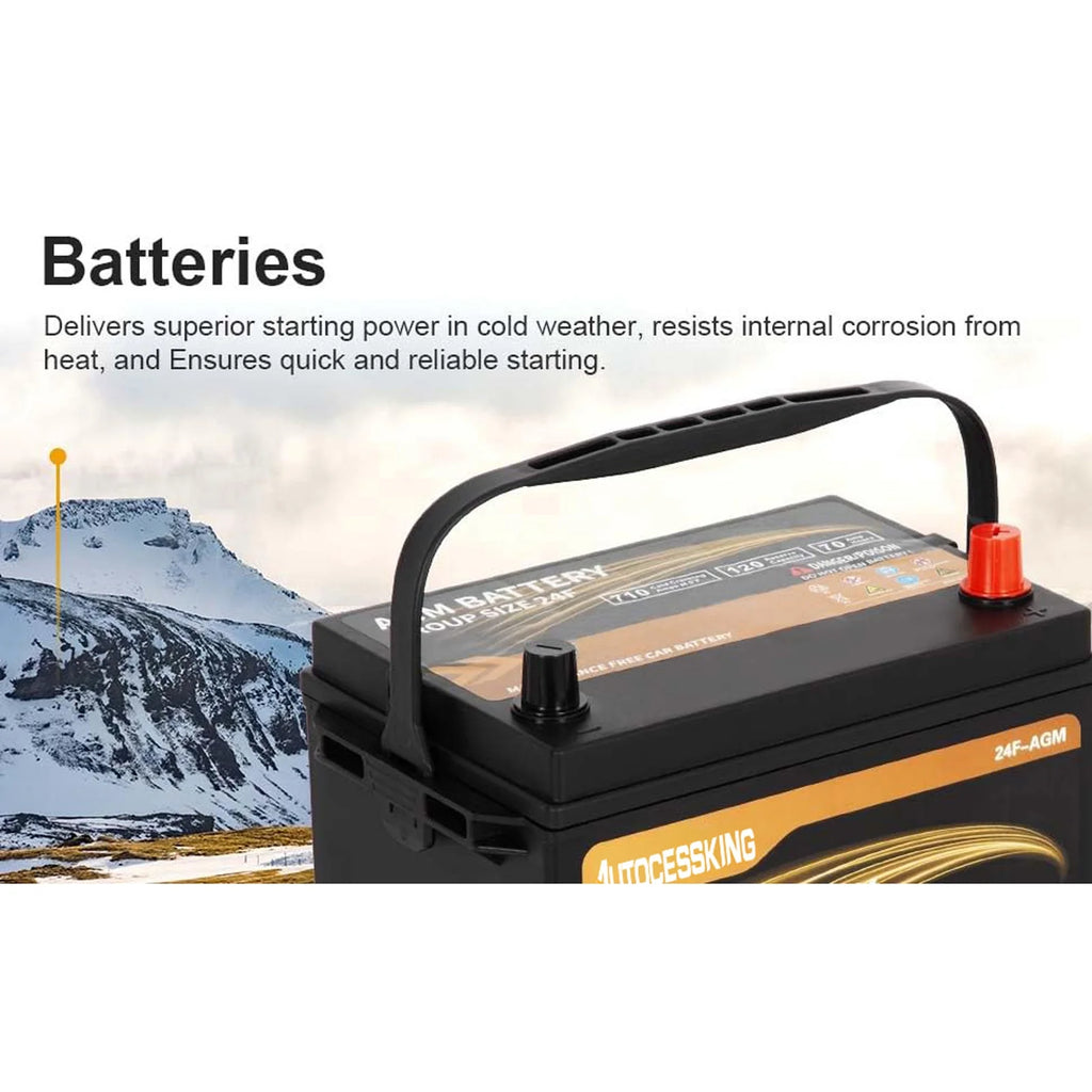 Autocessking Platinum AGM Battery, Group 47 Rechargeable Automotive Batteries for Car, 12V H5 680CCA 60ah 100RC