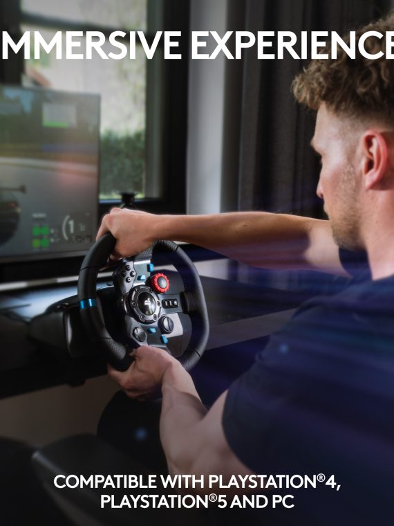 Logitech – G29 Driving Force Racing Wheel and Floor Pedals for PS5. PS4. PC. Mac – Black