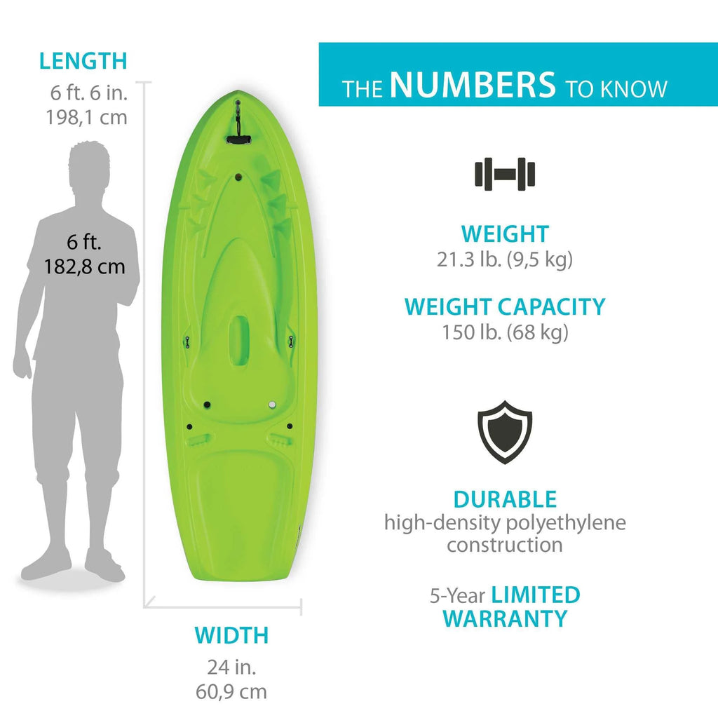 Lifetime Recruit 6.5 Ft Youth Sit - on - Top Kayak, Lime Green (90765)