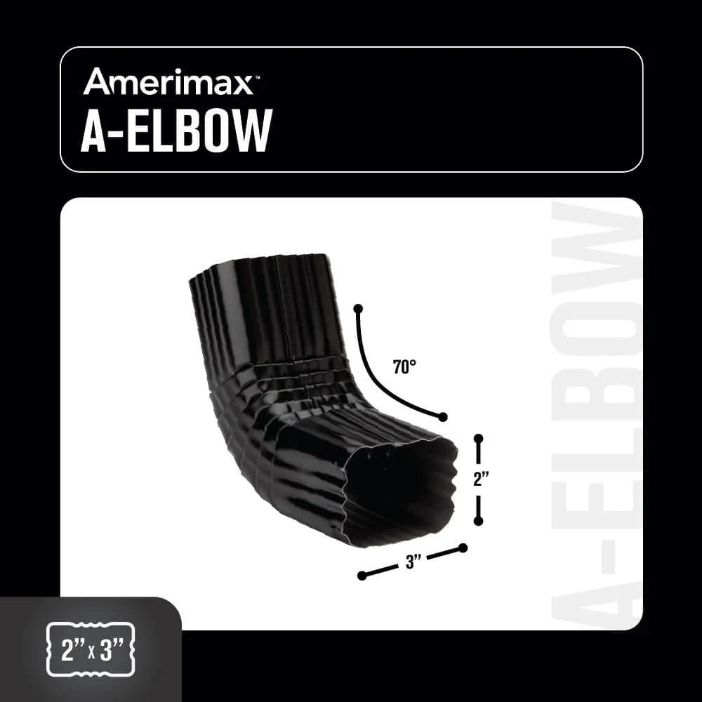 2 in. x 3 in. Black Aluminum Downspout A-Elbow