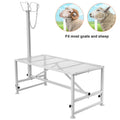 KFFKFF Livestock Stand for Goats and Sheep, 47x23 Inch, Durable Metal Frame for Milking and Shearing, Height Adjustable from 21" to 33"