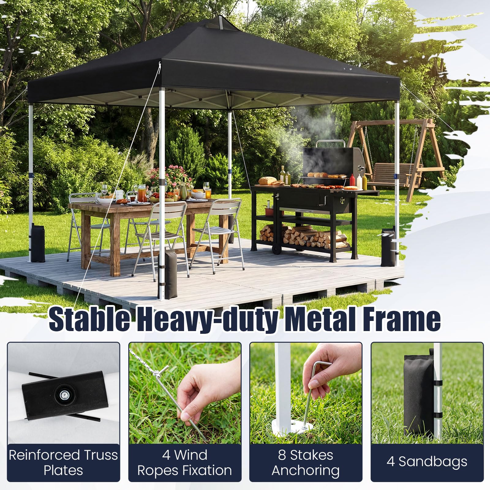Tangkula 10 x10 Ft Pop Up Canopy with Center Lock