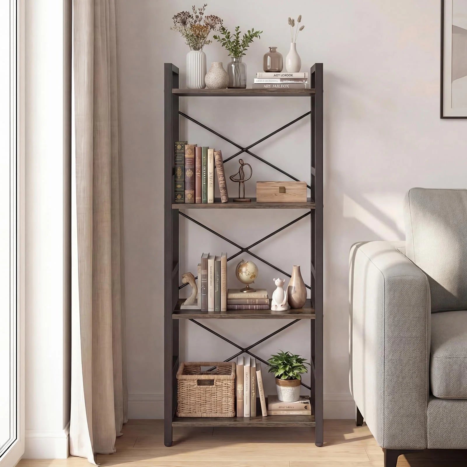 Tangkula 3-Tier Industrial Bookshelf for Home Office