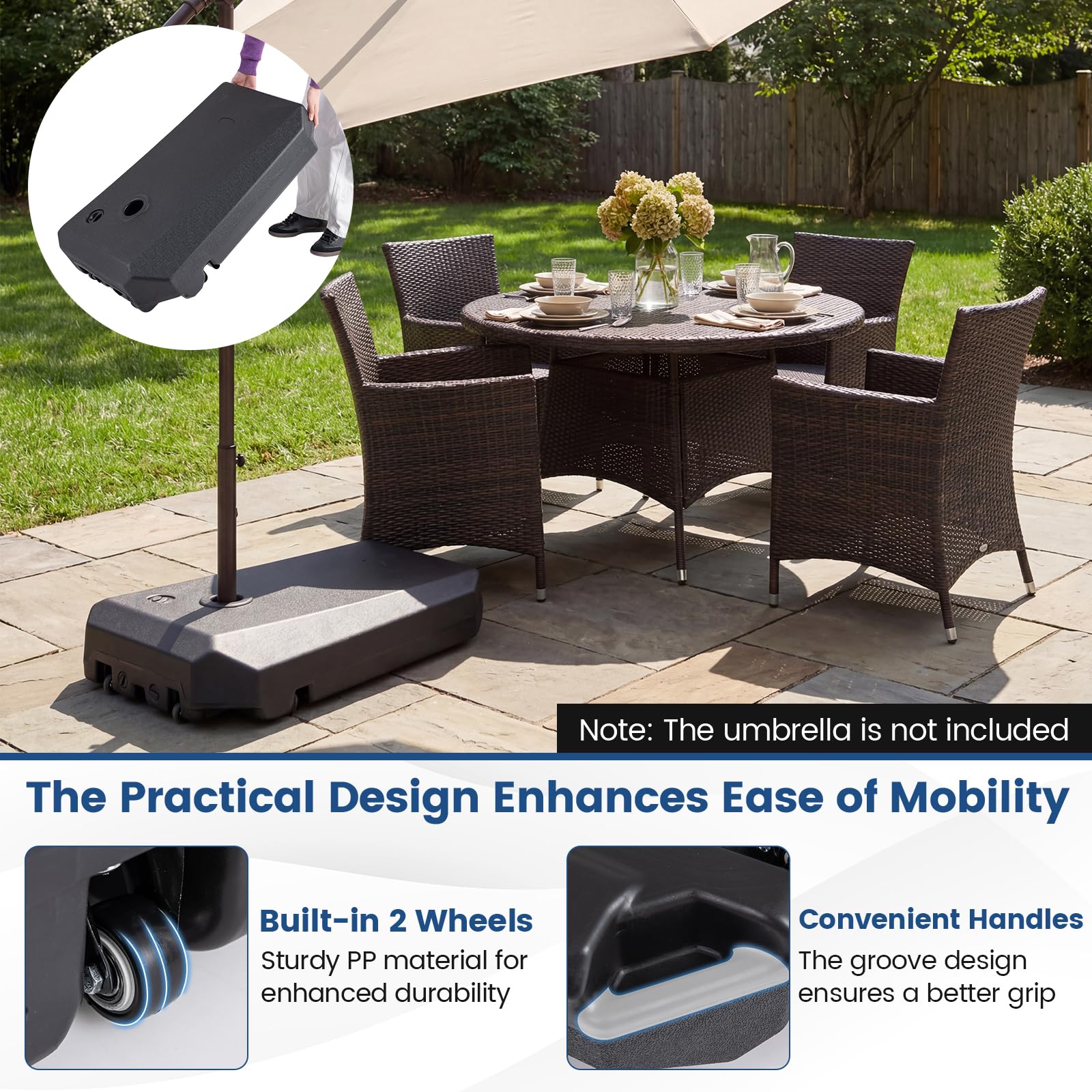 Tangkula 165 Lbs HDPE Offset Umbrella Stand with Crossbar