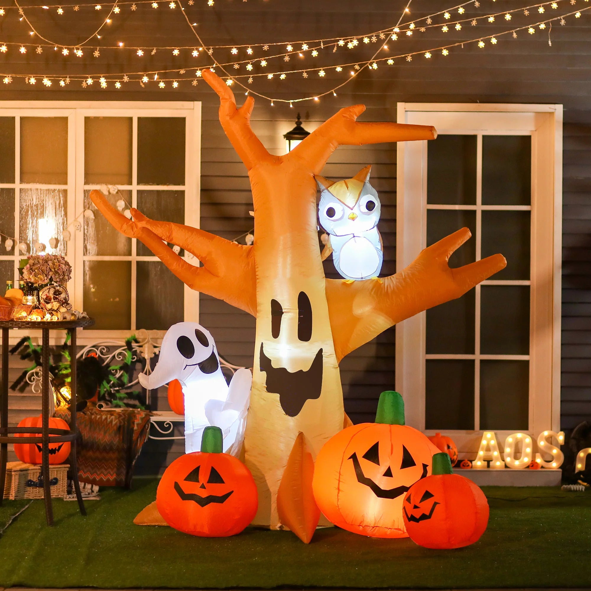 AECOJOY 7.5' Tall Lighted Halloween Inflatables Outdoor Decorations Haunted Tree