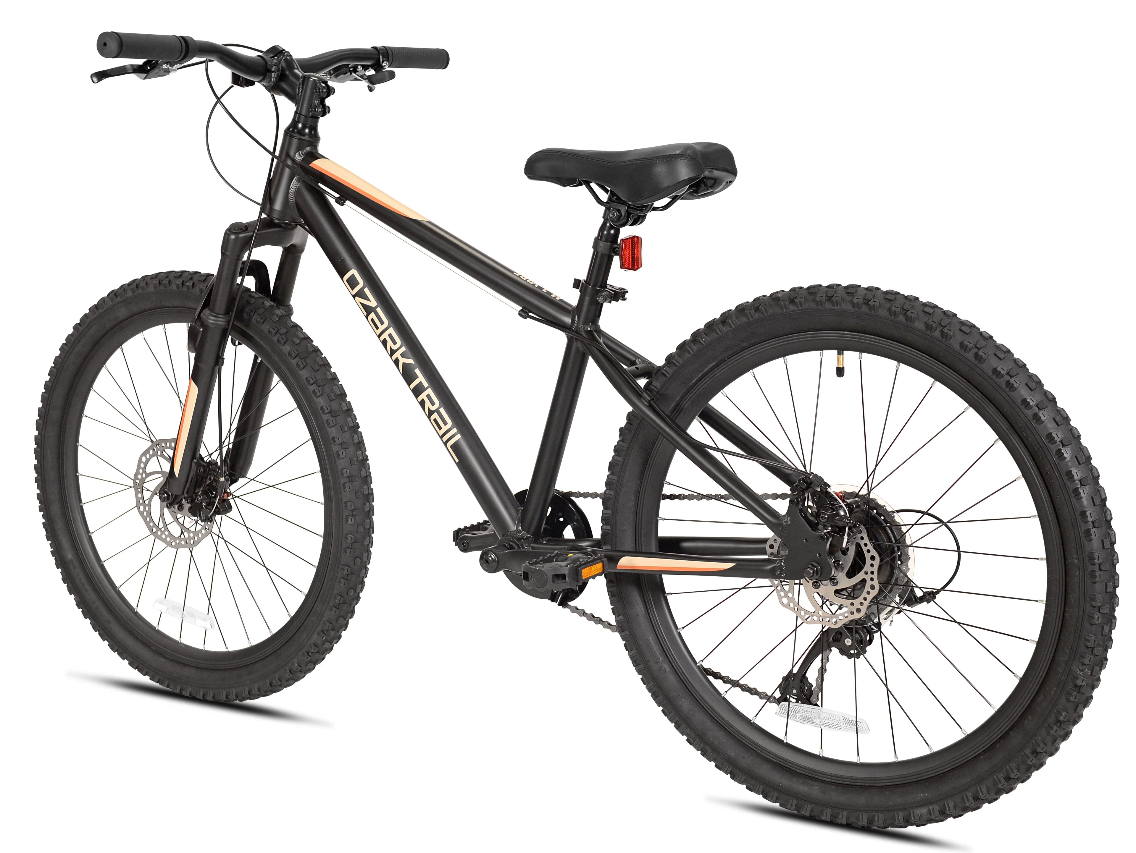 24" Ozark Trail Vibe Mountain Bicycle, 8 Speed, Black, Fits Riders 4'6" - 5'6", Teen
