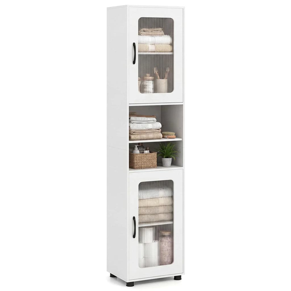 Tangkula 67” Tall Bathroom Cabinet Adjustable Open Shelf Space-Saving Modern Corner Tower