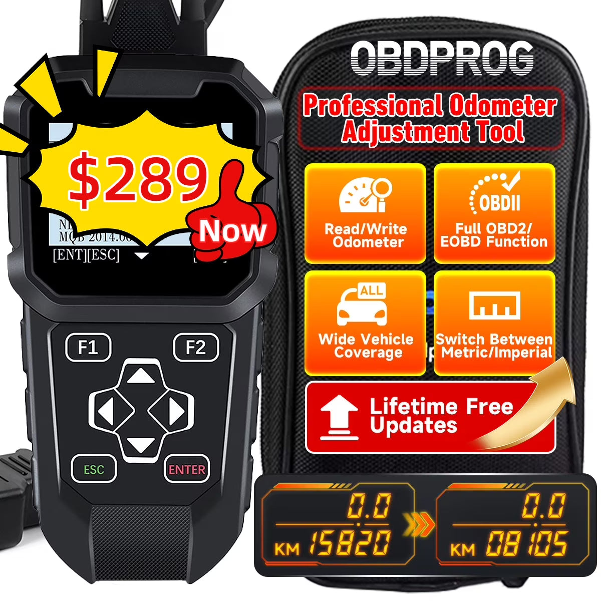 OBDPROG MT401 Automotive Odometer Adjustment Tool Cluster Correction Tool Car Diagnostic Tool OBD2 Scanner Mileage Calibration OBDII Code Reader