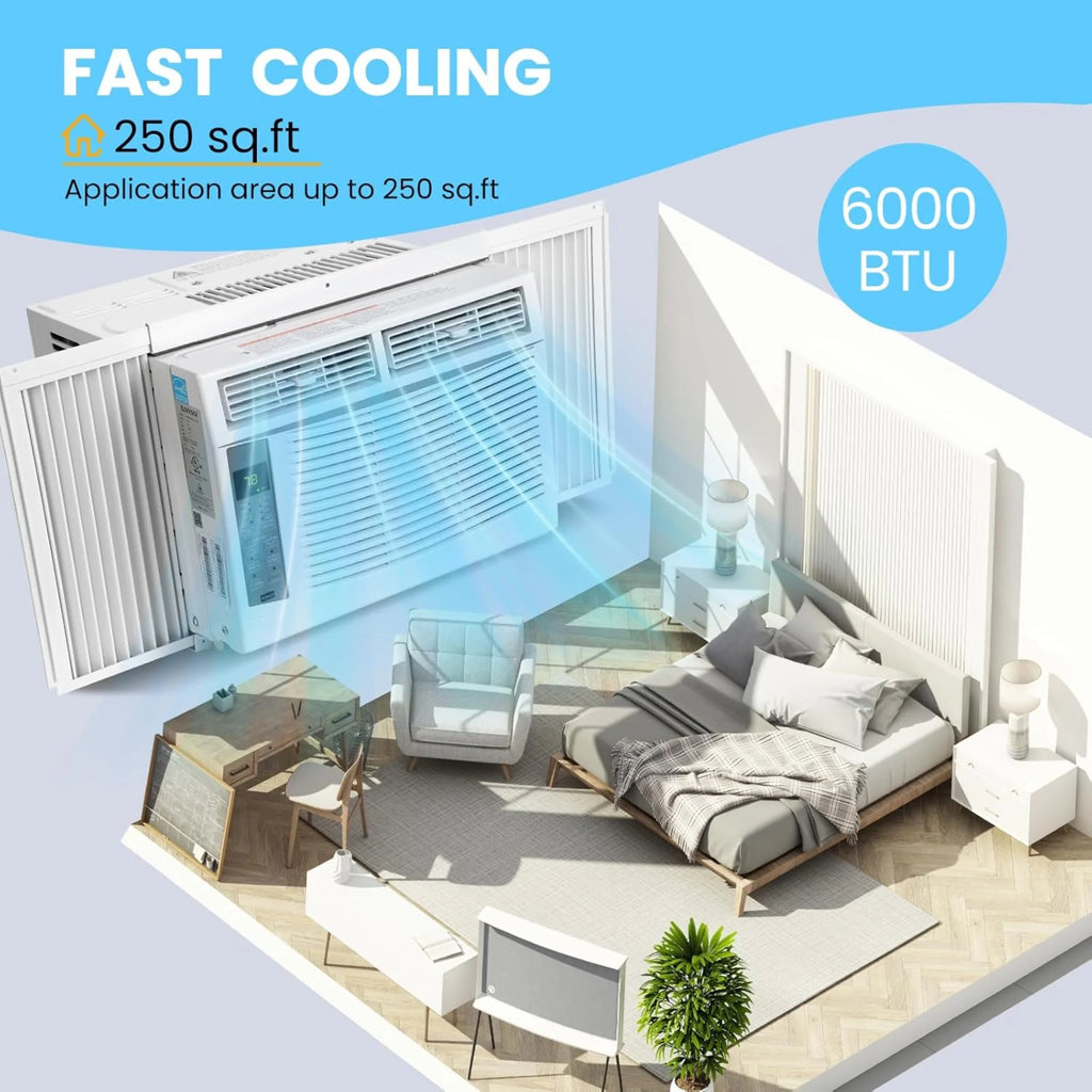 Garvee 5000 BTU Window Air Conditioner, Fast Cooling for Rooms up to 150 Sq. Ft, Window Ac Unit with 7 Level Temperature Setting, White