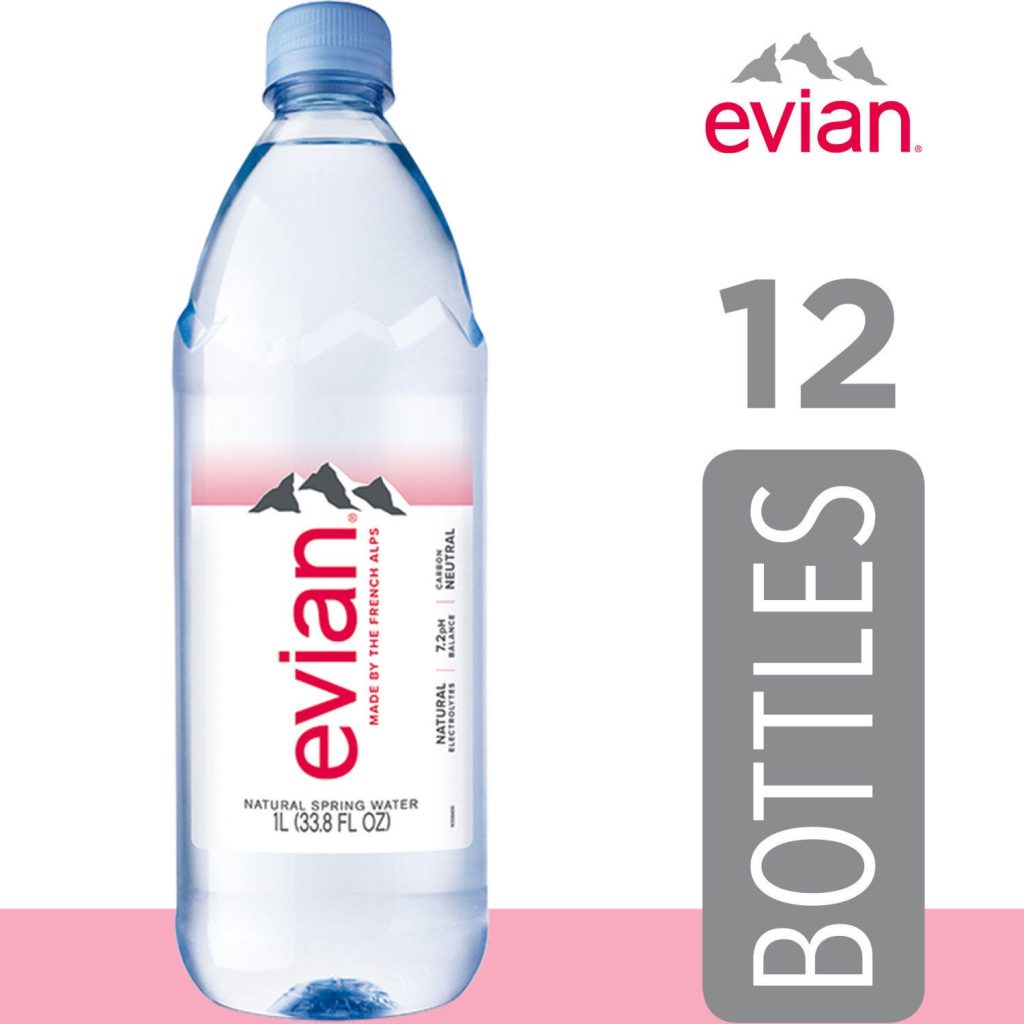 Evian Natural Spring Water 1L Bottles, 12 Pack - Pure Hydration