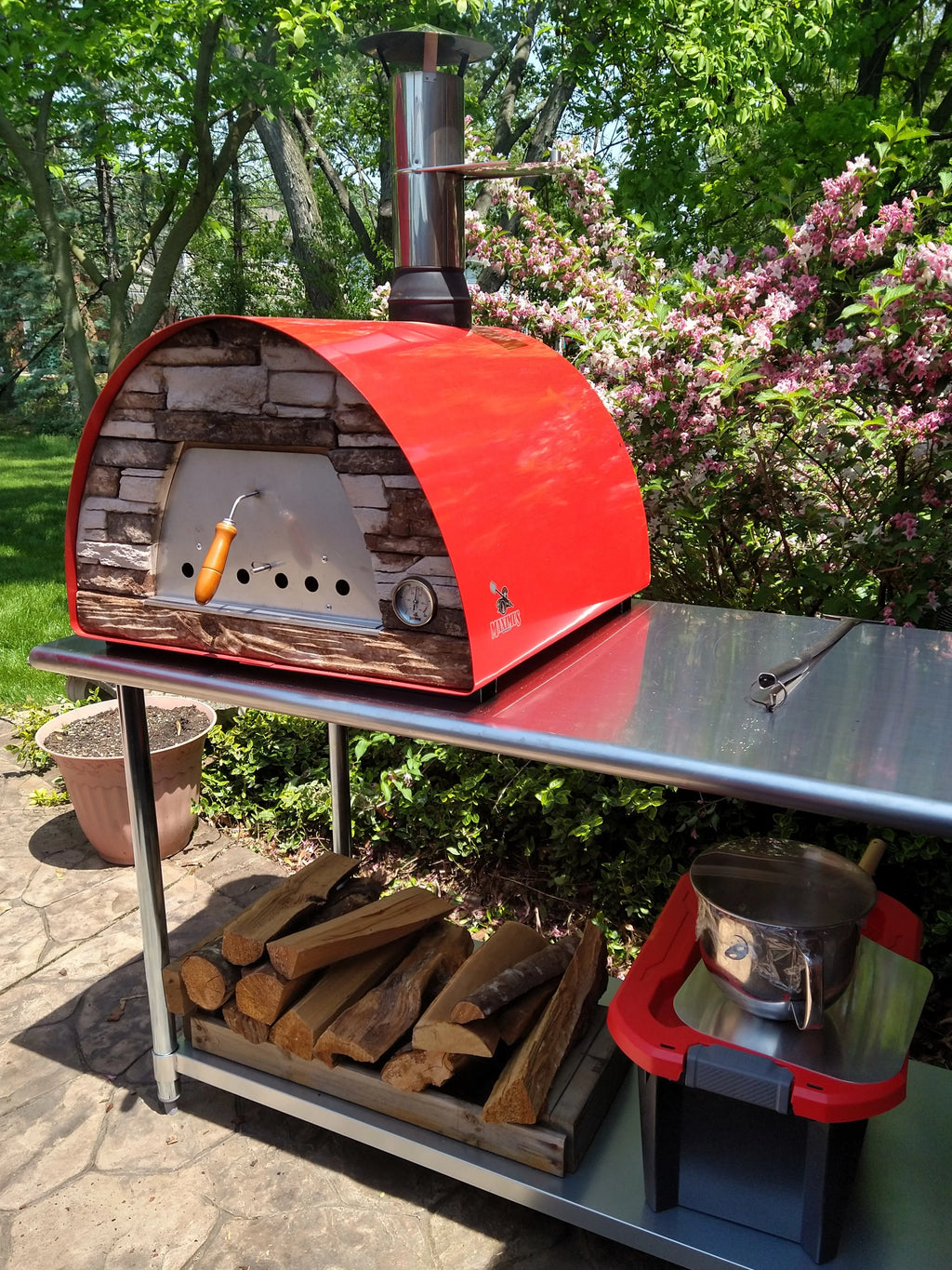 Authentic Pizza Ovens Maximus Portable Wood - Fired Pizza Oven - Red, Outdoor Pizza & Bread Oven