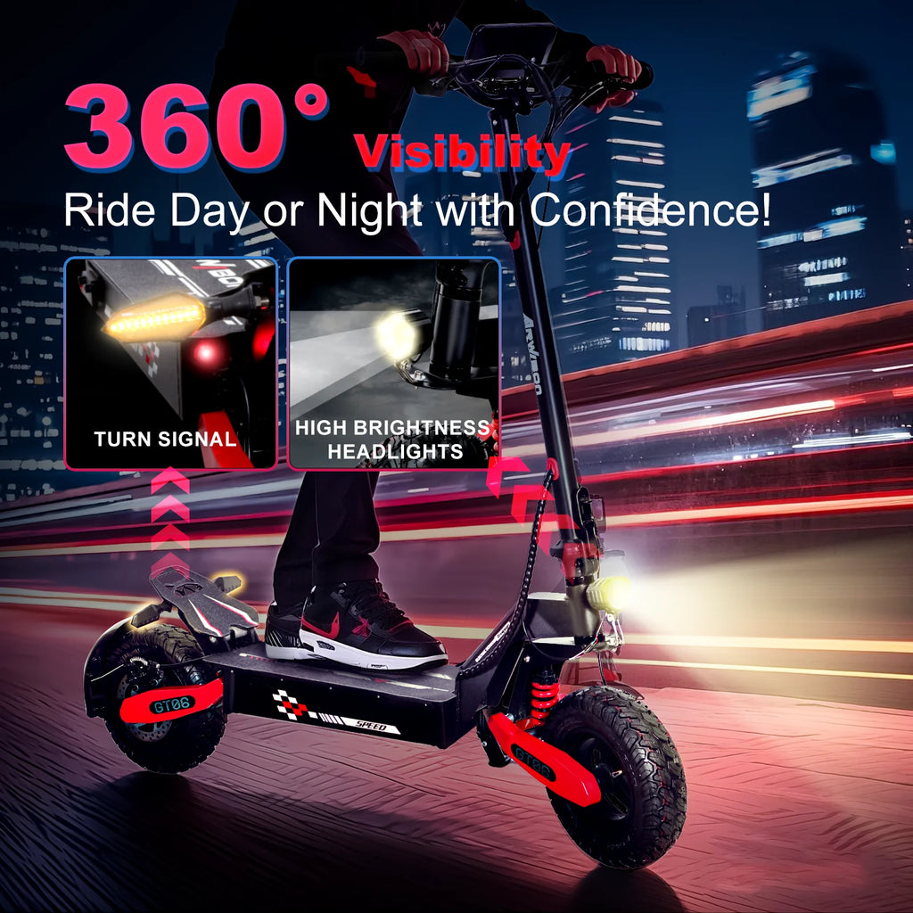 Off Road Electric Scooter for Adults, 1200W Motor Fast E Scooter, up to 28MPH Top Speed & 20miles Long Range, 11" Off - Road Tires, 330 lb MAX Load, Foldable