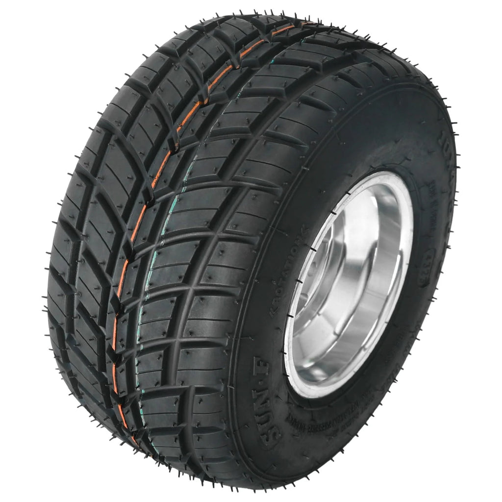 Set 4 Go Kart Tires and Rims, 10x4.50 - 5 Front Tubeless Tires Rims, 11x7.10 - 5 Rear Tires Rims, Go Cart Wheels and Tires Fit Bolt Pattern 58 Mm with 3 Holes Drift Trike, Buggy Lawn Mower