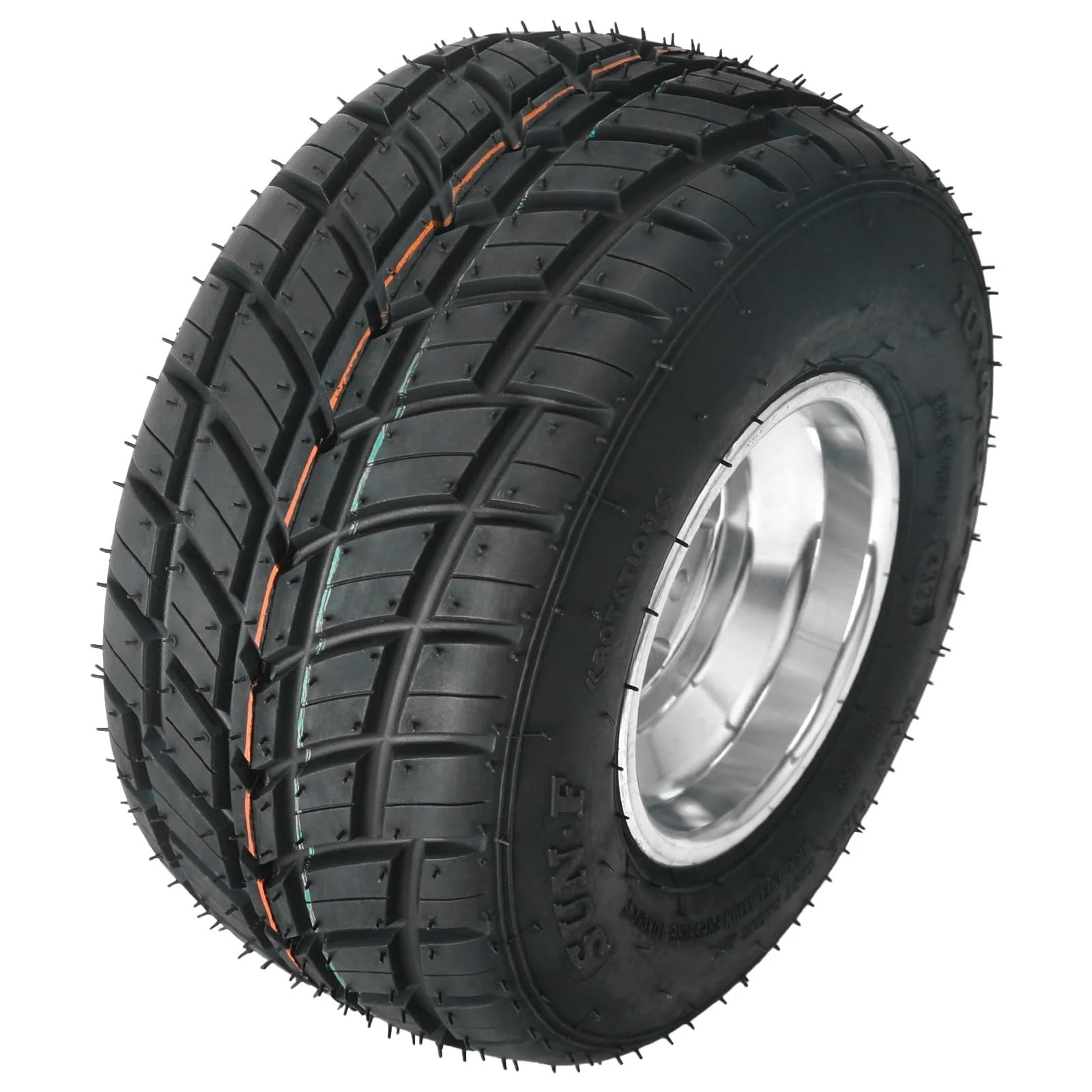 Set 4 Go Kart Tires and Rims, 10x4.50 - 5 Front Tubeless Tires Rims, 11x7.10 - 5 Rear Tires Rims, Go Cart Wheels and Tires Fit Bolt Pattern 58 Mm with 3 Holes Drift Trike, Buggy Lawn Mower
