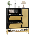 AECOJOY Shoe Storage Cabinet with 2 Flip Drawers - Hidden Shoe Organizer for Entryway, Metal Shoe Rack with Door & Open Storage