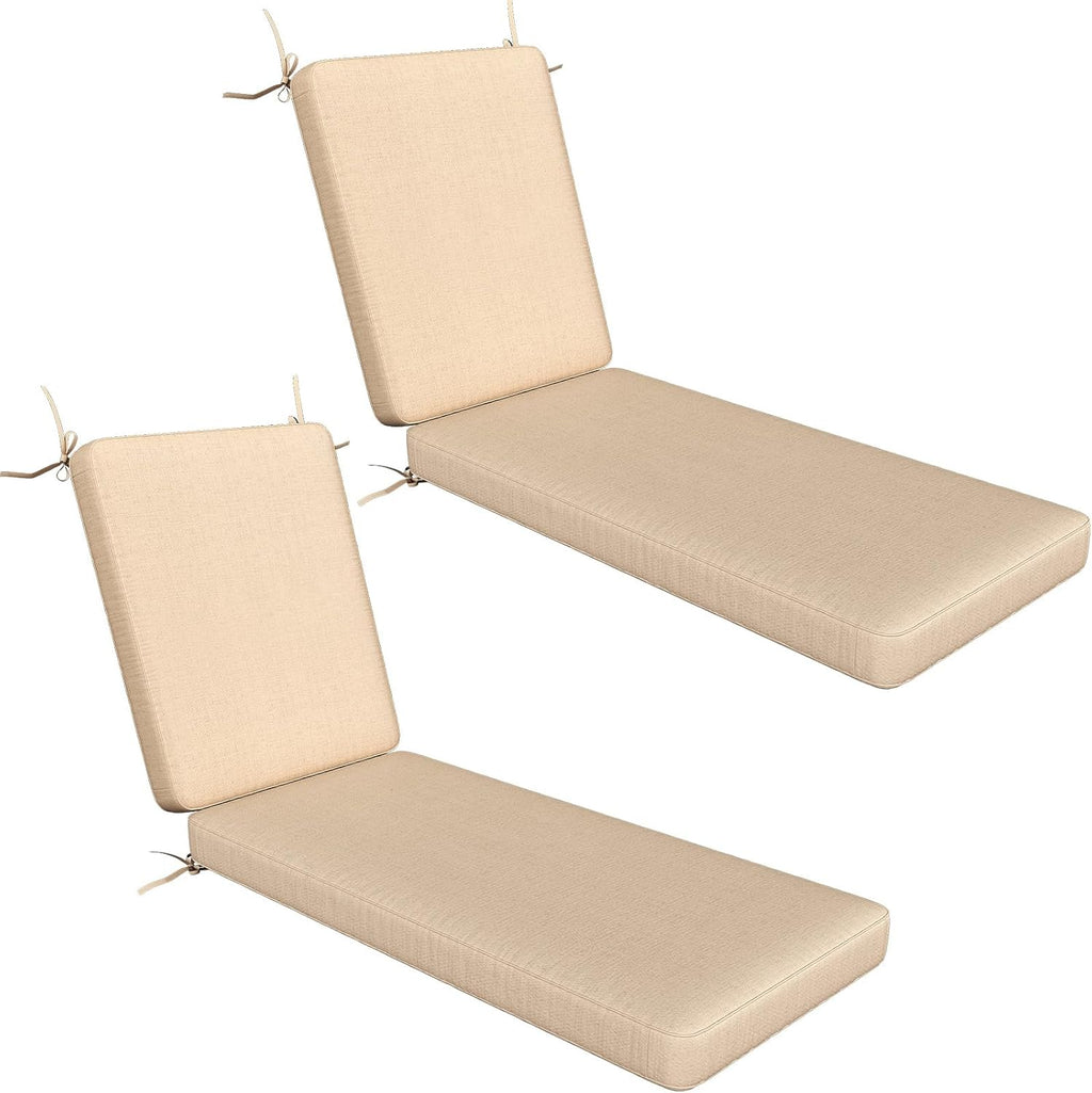 AECOJOY Chaise Lounge Cushions Outdoor Set of 2, 72x21x4 Inch Lounge Chair Cushion, Fade Resistant Patio Sun Lounger Replacement