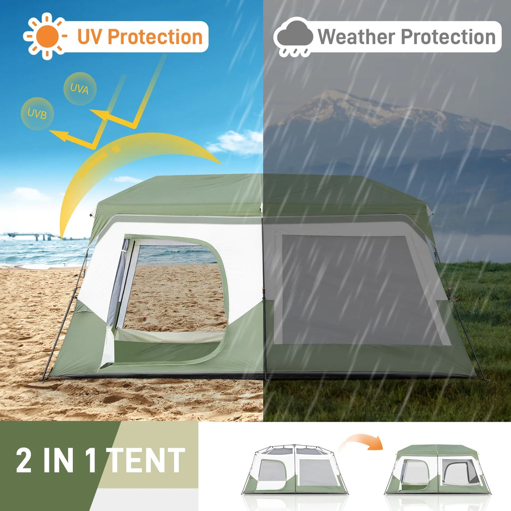 Zimtown 10 Person Tent Large Multi Room Tent for Family Camping Cabin Huge Tent with Carry Bag